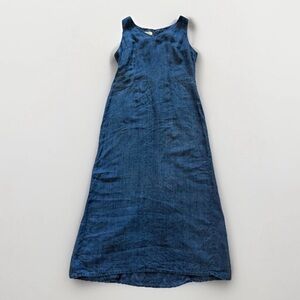 Blue Linen Maxi Dress Sz 14 Jones New York Blue Lagenlook Boho Travel Beachy